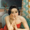 La jejune femme pensive aux roses rouges by Jean Metzinger