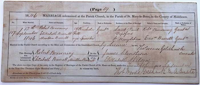 Browning marriage certificate