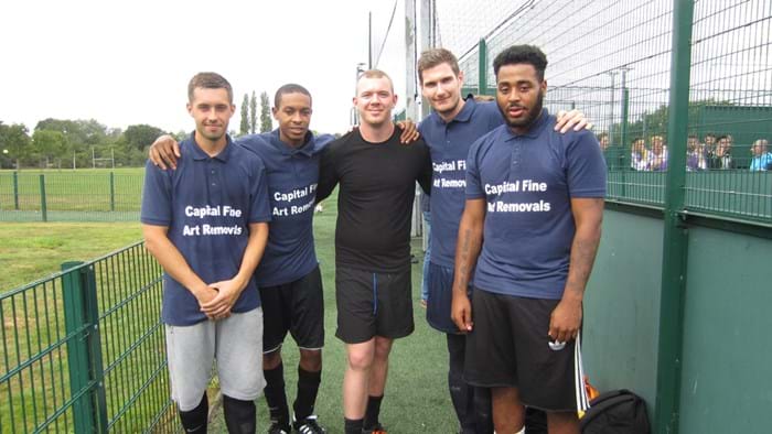 Champions: the Capital Fine Art Removals team at the 14th annual fine art auctioneers vs dealers five-a-side football tournament.
