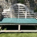 A garden bench made of teak