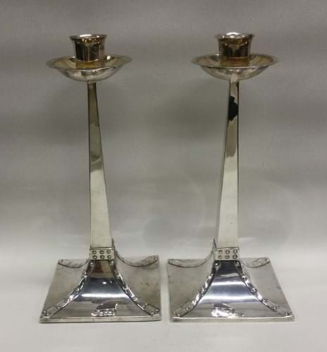 Art Nouveau silver candlesticks