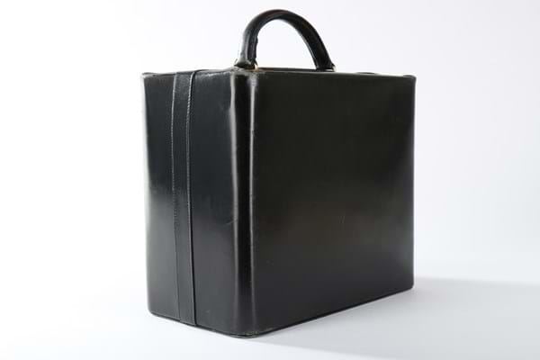 1940s Hermès black leather vanity case