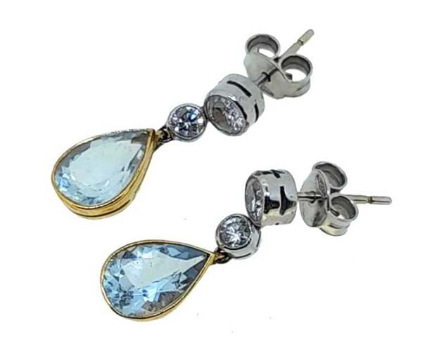 Aquamarine and diamond pendants