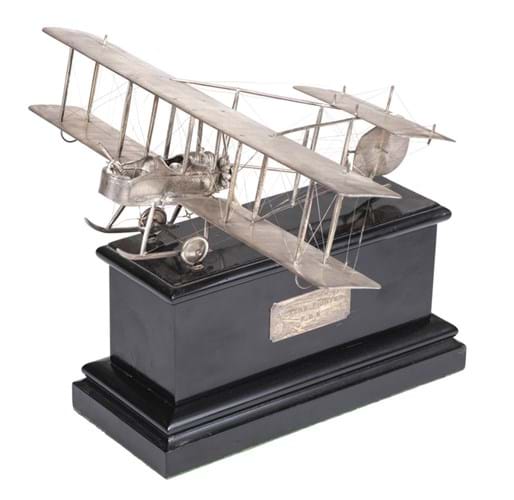 Silver model aeroplane