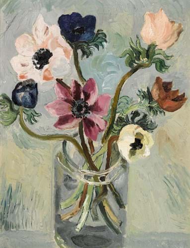 Anemones in a glass jar by Christopher Wood 