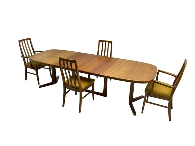 A dining table and chairs