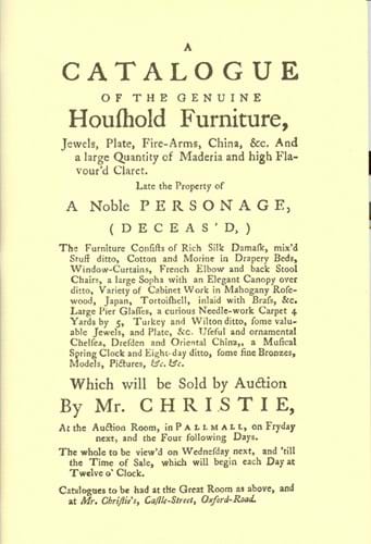 Christie’s first catalogue December 1766