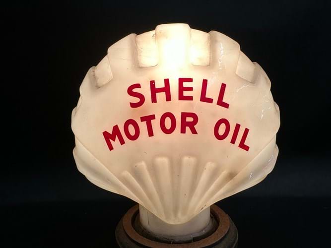 Shell Motor Oil glass pump globe