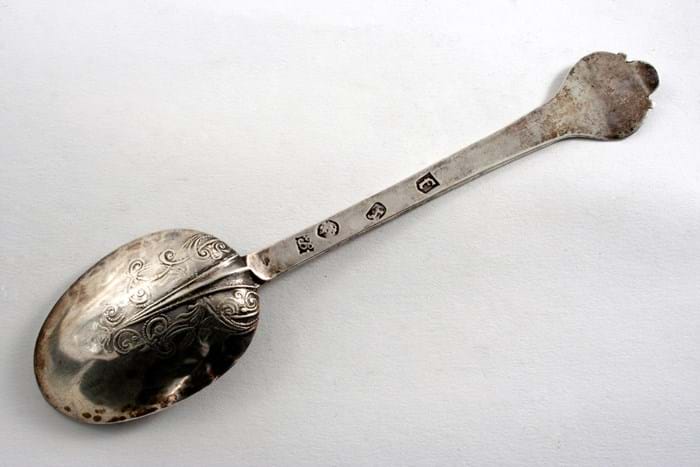 17th century Frost Fair silver spoon