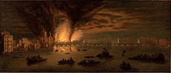Painting of a fire of London – but not the great one – comes to auction