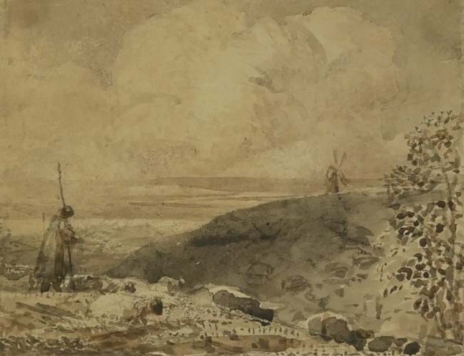 Shoreham period watercolour by Samuel Palmer