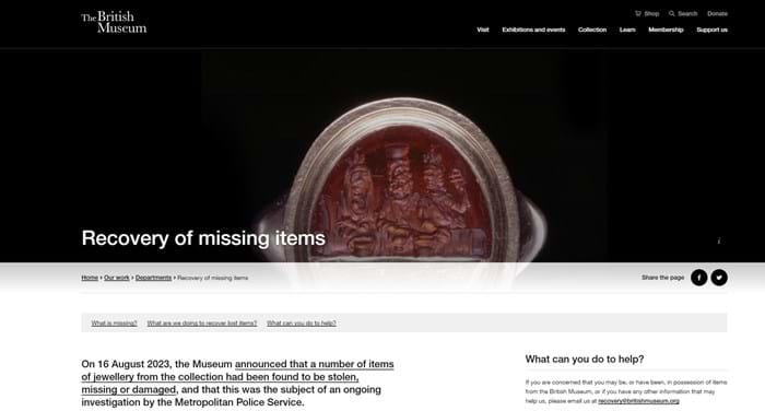 British Museum webpage