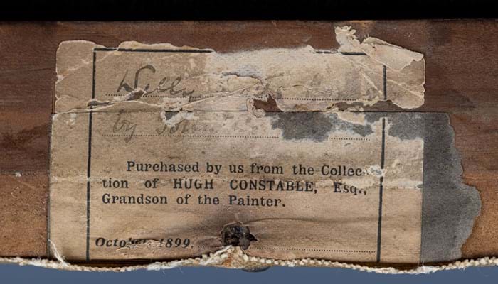 Old label on painting