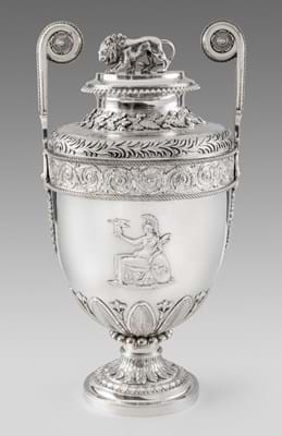 George III silver vase and cover by Benjamin & James Smith