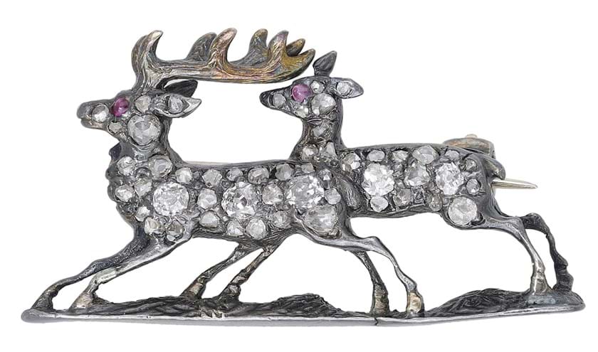 Diamond deer brooch