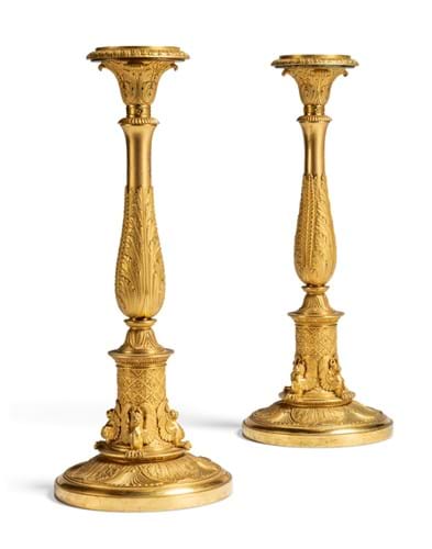 George III gilt bronze candlesticks