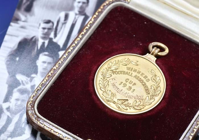 A 1931 FA Cup winner's medal awarded to E Smith