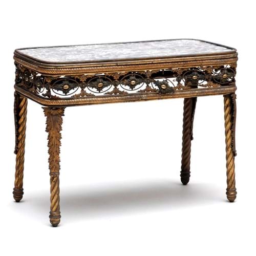George IV gilt-metal and scagliola top centre table