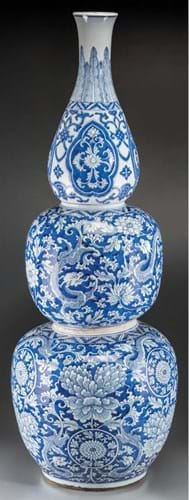 A Chinese Kangxi period triple gourd vase that once belonged to the financier JP Morgan estimated at